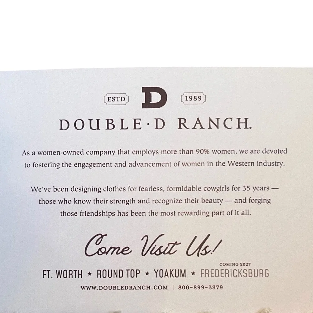 NEW DOUBLE D RANCH 100% Silk Scarf Country Western Cowgirl Boho 25" Blue Brown - Picture 9 of 9